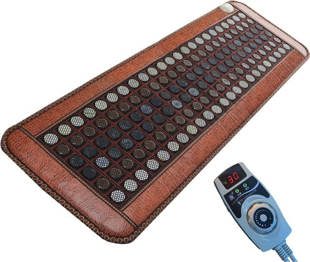 VamsLuna Natürliche Jade Turmalin Photon Heizmatte mit Hot Stone Effekt, Einstellbare Temperatur und Überhitzungsschutz, Braun, B: 150 cm, T: 60 cm - Bild 1