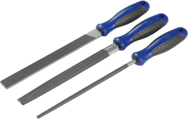 LUX-TOOLS Feilen-Set Comfort 3-teilig aus gehärtetem Stahl in Blau mit Kunststoffgriffen, Länge: 200 mm - Bild 1