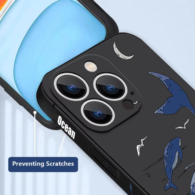Stoßfeste Silikon Handyhülle mit Ozean-Tier-Design für iPhone 16 15 14 13 Pro Max 12 11 von MOESOE in Purple - Bild 4