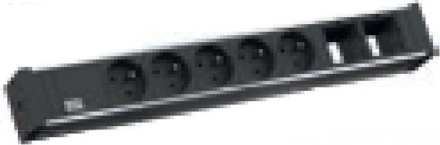 Bachmann Universal Steckdoseneinheit 922.083 aus Aluminium in Schwarz und Silber, 5 x UTE 230V, um 35° gedreht mit 3 m Zuleitung und Winkelstecker - Bild 2