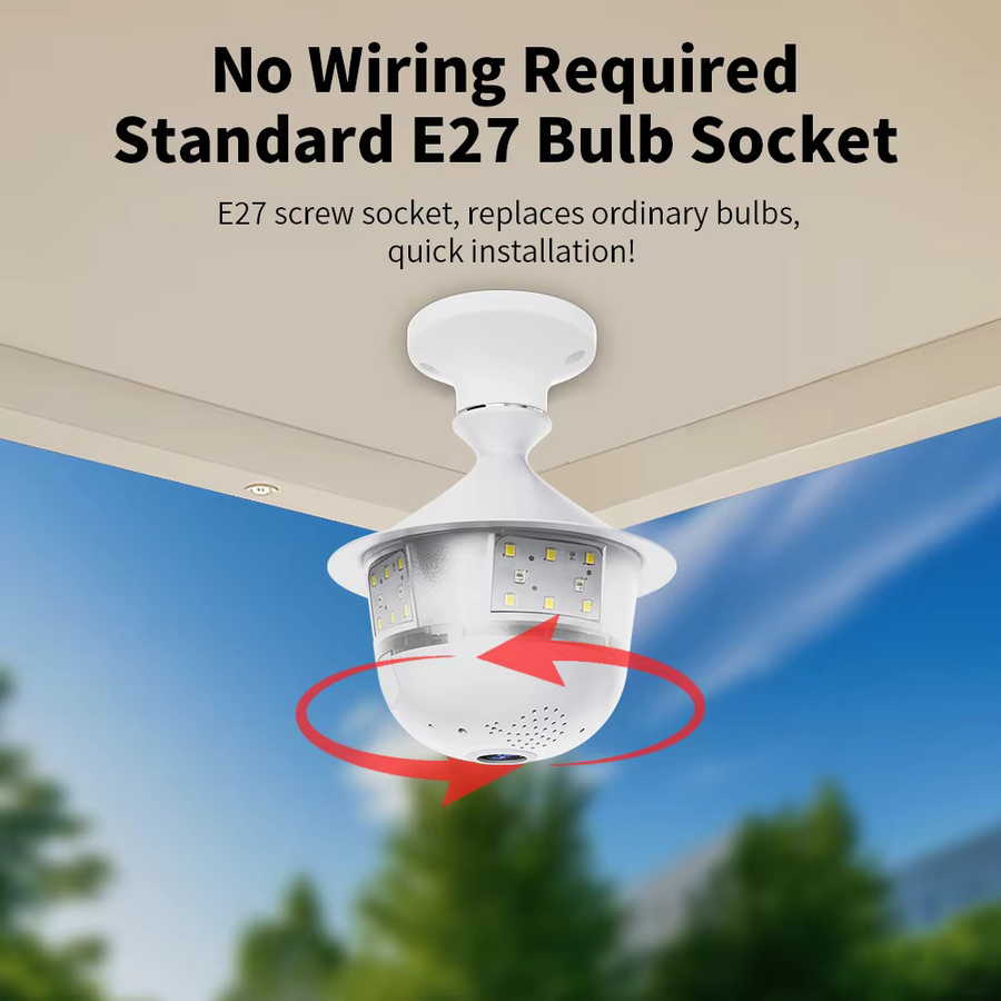 V380 Pro 5MP WLAN Sicherheitssicherheitskamera E27 Birnenform mit Vollfarb-Nachtsicht, Zwei-Wege-Audio und Auto-Tracking in Weiß - Bild 2