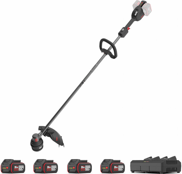 Einhell Akku-Rasentrimmer KG154 40 V Motorsense Komplettset mit 4 x 4.0 Ah Akkus und Doppelladegerät, Schnittbreite: 38 cm - Bild 1