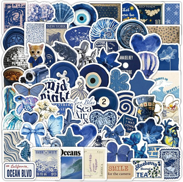 103 Blaue Element-Aufkleber Ästhetische Dekorative Sticker von RecordingYourLife Store für Handyhüllen Laptops und Tagebücher - Bild 1