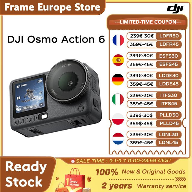 DJI Osmo Action 6 Essential Combo Actioncam mit 1/1.1 Zoll quadratischem Sensor, variablem Blende f/2.0-f/4.0 und 4K Auflösung in Schwarz - Bild 1