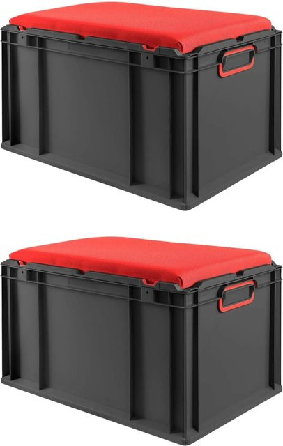 PROREGAL Sparset 2x Eurobox Nextgen Seat Box in Rot und Schwarz, H x B x T: 36,5 x 40 x 60 cm - Bild 1