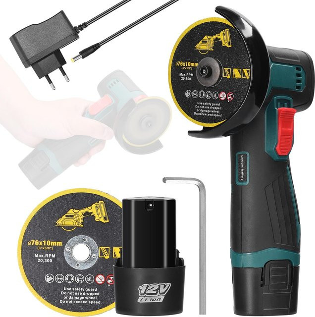 Kkmoon Multifunktionales elektrisches Schleifwerkzeug mit 3 Zoll Schleifscheibe, Handheld Winkel-Schleifmaschine mit 2 Akkus, bunt - Bild 1