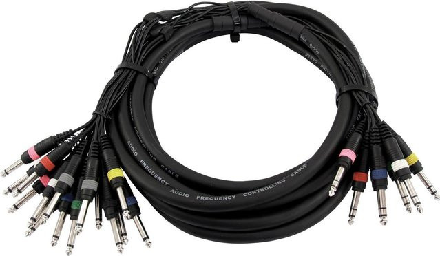 Omnitronic Snake-Kabel Schwarz mit 8x Klinke und 16x Klinke Mono, Länge: 15 m - Bild 1