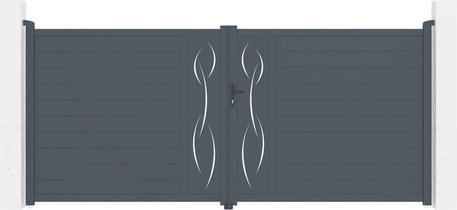 Casanoov Elektrisches Flügeltor Life in Grau aus Aluminium mit Hicker B200 Drehtorantrieb, B: 400 cm, H: 180 cm - Bild 1