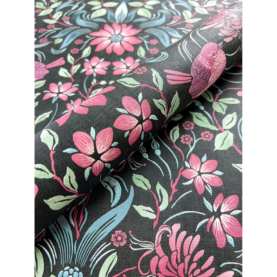 Newroom Vliestapete Leilani Black mit floralem Blumenmuster in Black, Pink und Turquoise, FSC-zertifiziert - Bild 2