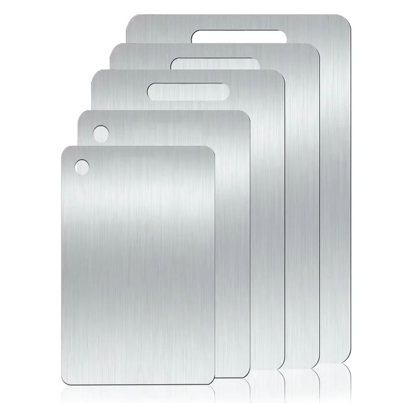 WXCOO Schneidebrett aus Edelstahl in Silber, rechteckig und reversibel zum Kneten von Teig und Schneiden von Obst - Bild 7