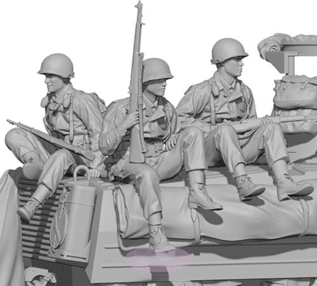 BAANFU WWII U.S.Army Rifleman Set, Modellbausatz, 3 Personen, Maßstab 1:35 - Bild 1
