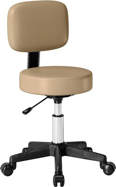HOMCOM Salon Hocker aus Kunstleder und Schaumstoff in Braun, Durchmesser: 35 cm, Höhe: 72-84 cm - Bild 1