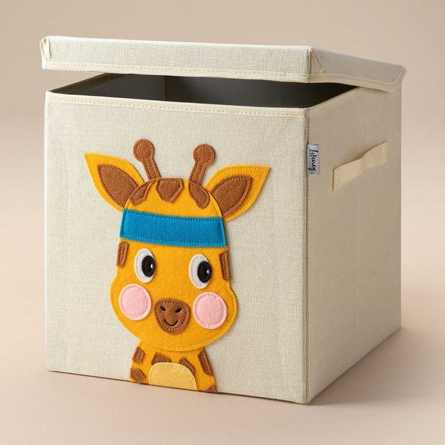Lifeney Aufbewahrungsbox mit Deckel und Griffen, Giraffe, beige, B/T/H: 33 x 33 x 33 cm - Bild 1