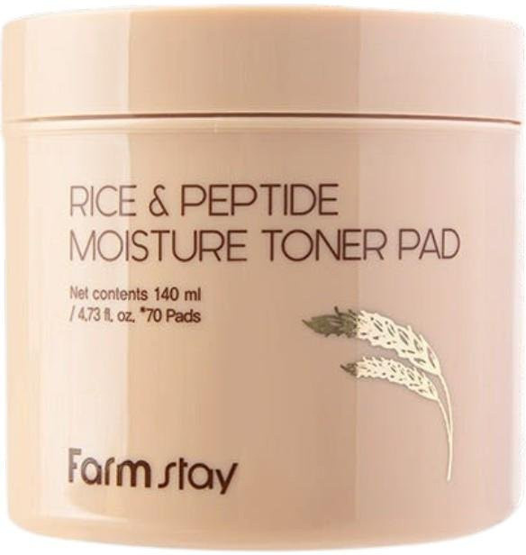 Farmstay Reis & Peptid Feuchtigkeits-Toner-Pads, 140 ml, Trockene Haut - Bild 1
