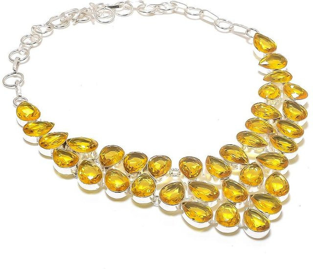 Madonnajewels Halskette, 925 Sterling Silber, Citrin, Unisex, beige - Bild 1