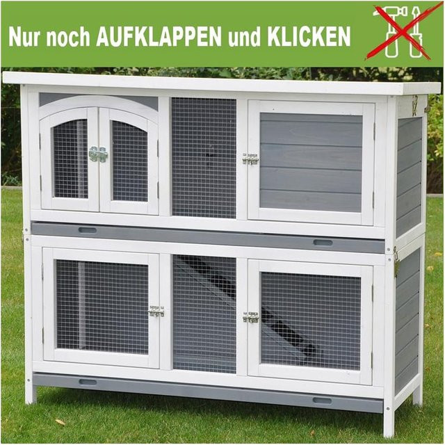 Nanook Klapp Kleintierstall mit einfacher Klick-Montage in Grau und Weiß - Bild 1