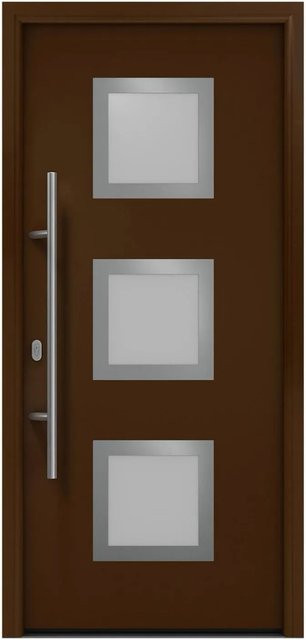 EcoStar Haustür Isopro IP 810S mit Glaseinsatz in Terrabraun, B: 110 cm, H: 210 cm, DIN Links - Bild 1