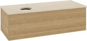 V&B Waschtischunterschrank Antao mit Beleuchtung, Farbe Eiche Honig Braun, B/T/H: 120 x 50 x 50 cm - Bild 1