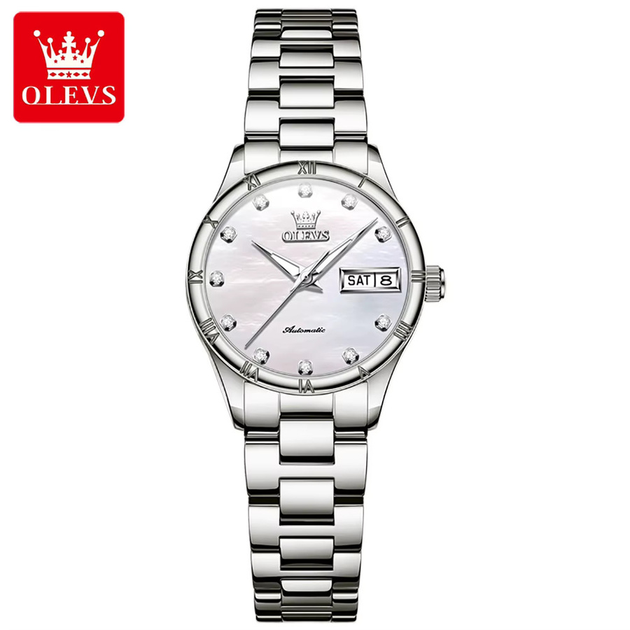 OLEVS Armbanduhr Automatik, Edelstahl, Roségold, Diamant, Damen - Bild 4
