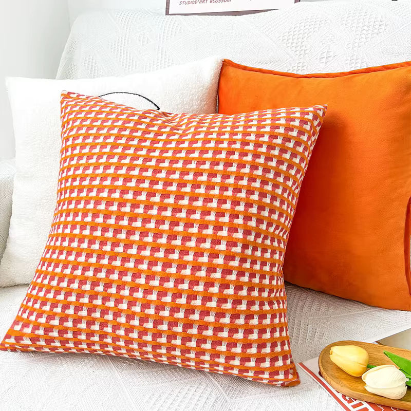 Dekorative Kissenabdeckung CANIRICA im Nordic Stil, quadratisch, Grün und Orange, B/T/H: 45 x 45 x 45 cm - Bild 2