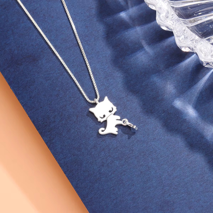 Halskette 925 Silber, Kätzchen und Fische, Damen - Bild 3
