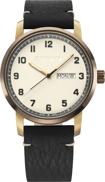 Wenger Attitude Herrenuhr, Quarz, Edelstahl, Leder, 42 mm, 10 ATM - Bild 1