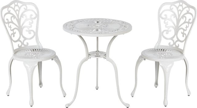 Beliani Bistro Set TRIORA/DASCIO aus Metall in Cremeweiß im Retro-Design für Balkon und Garten - Bild 1
