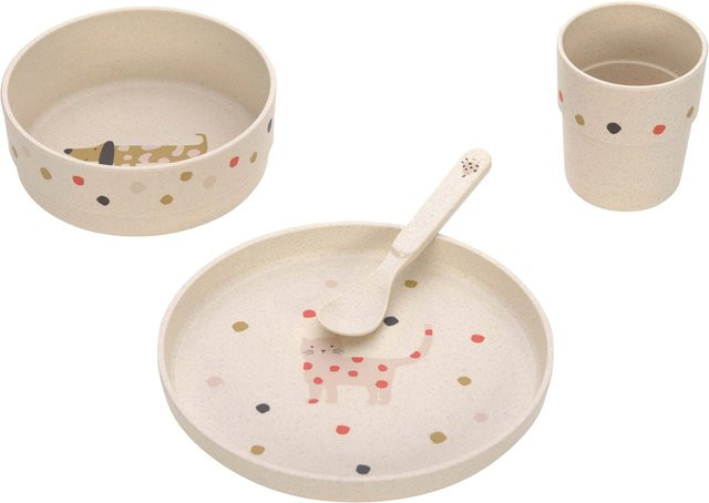 Lässig 4-tlg. Geschirrset aus Kunststoff in Beige, mikrowellen- und spülmaschinenfest - Bild 1