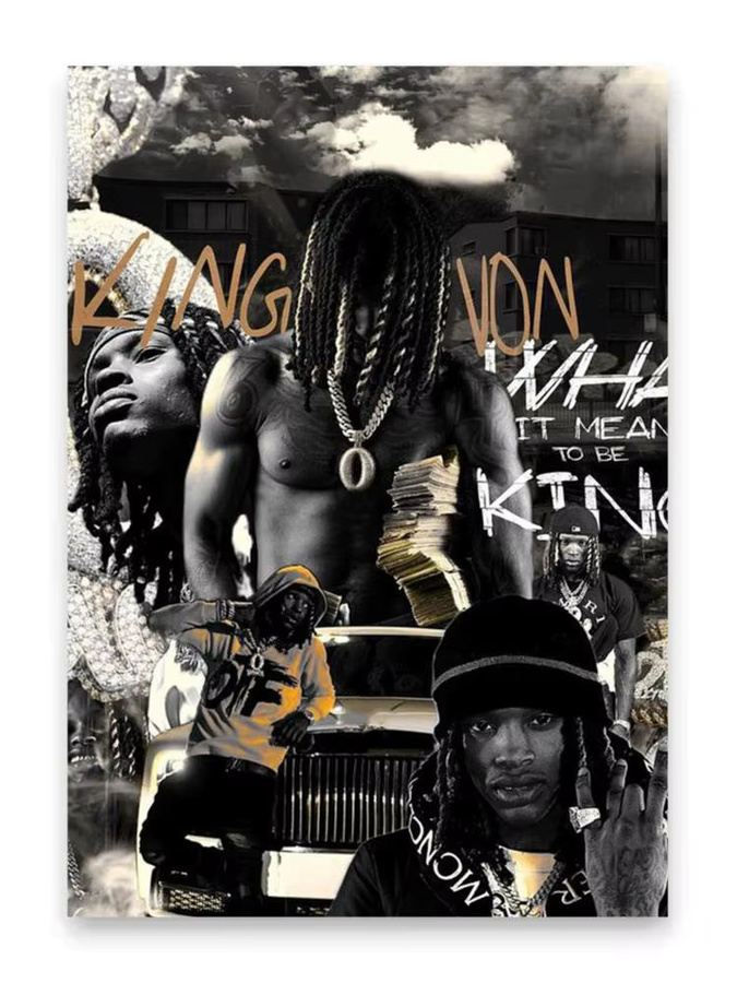 K-King Rapper Wandposter als klebriger Papieraufkleber in Multicolour und Weiß, abstraktes Design für deine Wanddekoration - Bild 4
