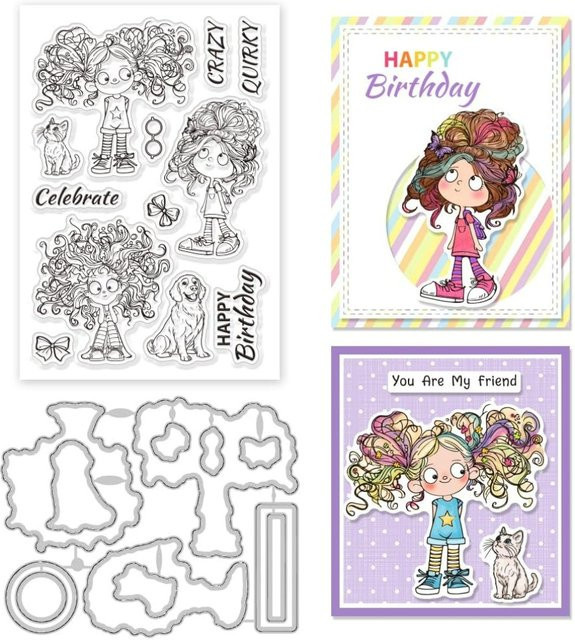 Stanzformen-Set mit Comic-Figuren und magischen Haaren für DIY-Scrapbooking und Kartenherstellung, Multicolor, aus Metall - Bild 1