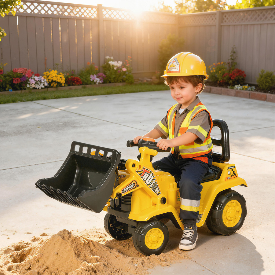 HOMCOM Rutschauto Kinderbagger Sitzbagger, Laufrad, Gelb und Schwarz - Bild 2
