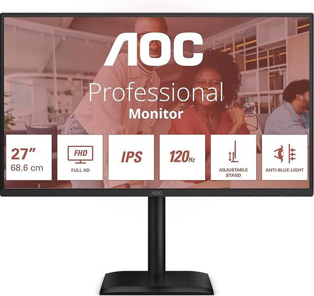 AOC 27E4U Monitor 27 Zoll FHD IPS 120Hz 1ms MPRT Adaptive Sync HDR Schwarz - Bild 1