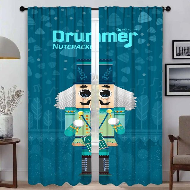 Nussknacker Heimtextilien Verdunkelungsvorhang für das Wohnzimmer, 2 Paneele, Blau, B: 60 cm, H: 90 cm - Bild 1