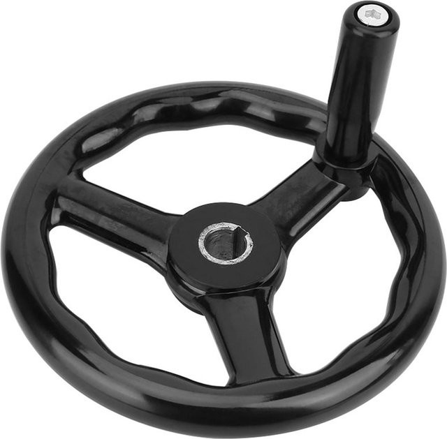 Neoglint Anti-Slip Bakelit Handrad für Drehmaschinen mit 3 Speichen und Griff, Schwarz, Durchmesser: 20 cm, Breite: 20 cm, Tiefe: 1,8 cm - Bild 1