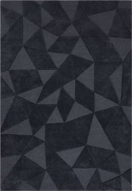 Wollteppich Kadima Design in Anthrazit mit Hoch-Tief-Effekt und geometrischem Muster, B: 200 cm, T: 290 cm - Bild 1