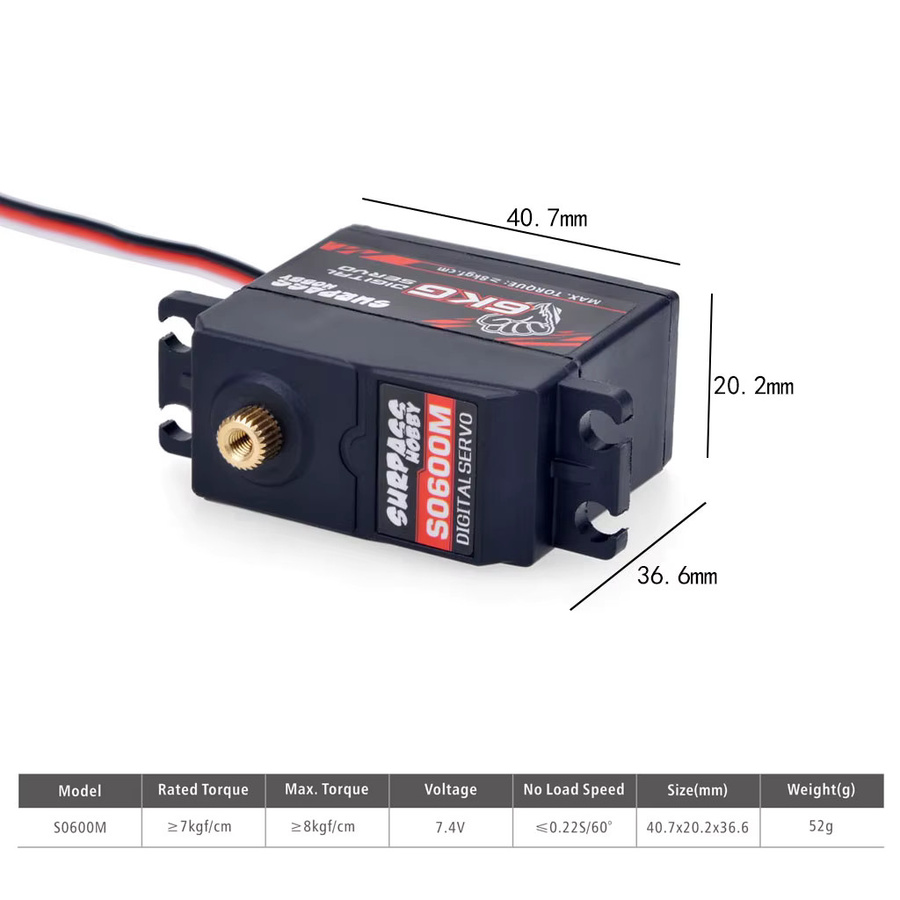 Surpass Hobby Digital Servo S0600P/S0600M, Metall/Kunststoff-Getriebe - Bild 1