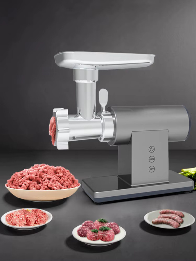 Elektrischer Fleischwolf von SUSWEETLIFE aus Edelstahl mit Wurstfüller, 2000 W, Silber/Grau - Bild 3
