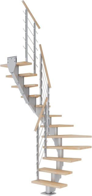 Dolle Mittelholmtreppe Frankfurt Wendeltreppe aus Buche in Perlgrau, GH bis 279 cm, Breite: 65 cm - Bild 1