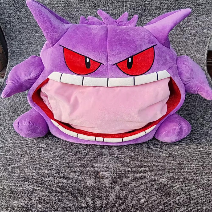 Bandai Pokémon Gengar Große Zunge Plüschtier, Schlafkissen, Nickerchen-Decke, Lila - Bild 3