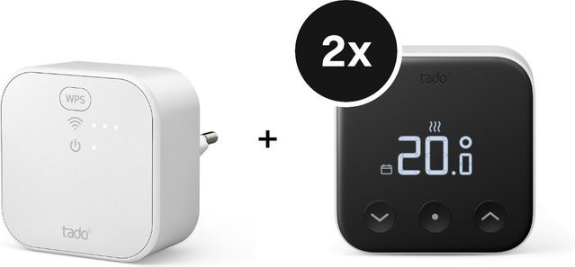tado° X Starter Kit mit smarten Thermostaten für Fußbodenheizung und Einzelraumsteuerung, 2er-Set inklusive Bridge, Weiß - Bild 1