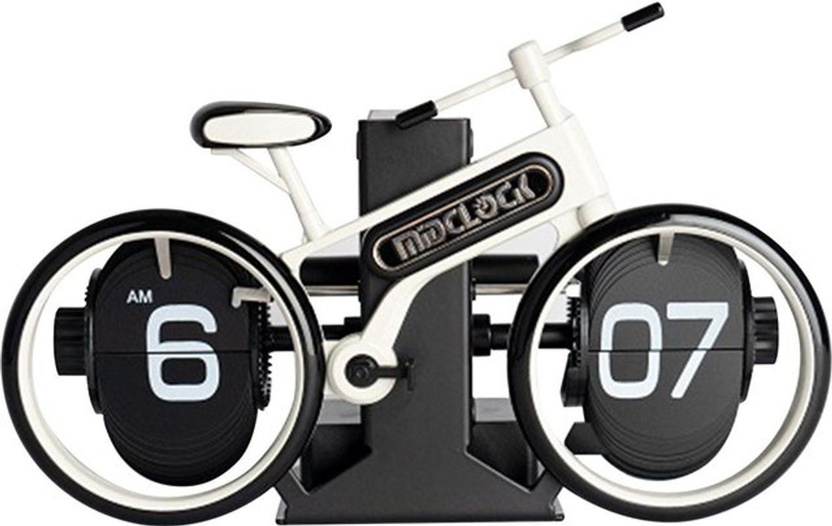 Tooarts Vintage Fahrrad Flip Uhr, digitale mechanische Tischuhr in Weiß, Dekoration aus Kunststoff - Bild 1
