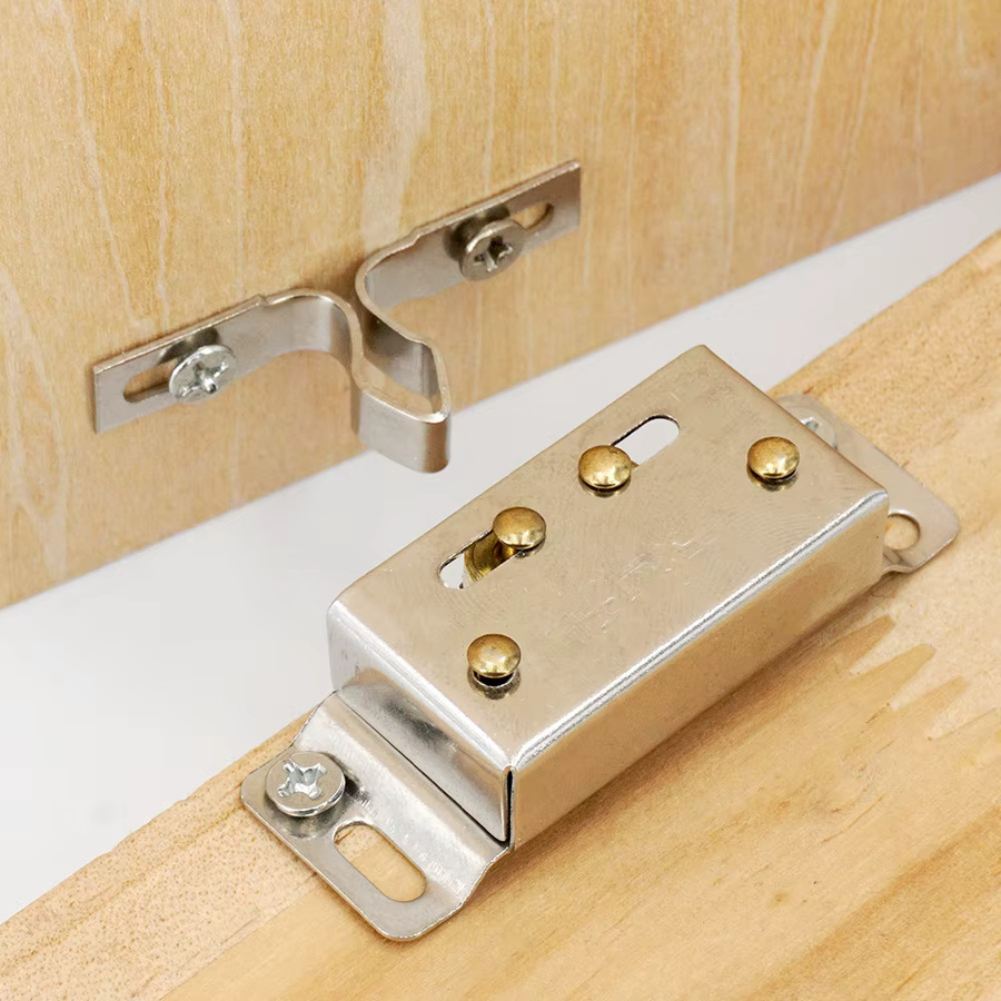Edelstahl Türverschluss und Schrankstopper Set in Silber für Küchenschränke und Möbel - Bild 2
