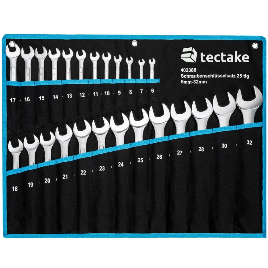 TECTAKE Maul-Ringschlüsselsatz 25-teilig aus Carbonstahl in Schwarz und Blau, B/T/H: 63 x 50 x 7 cm - Bild 2
