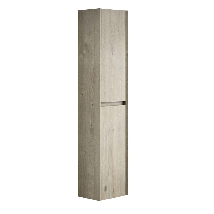 PXloue Hochschrank Bad in Weißer Eiche Holzoptik mit 2 Türen und offenen Regalfächern, Höhe: 140 cm, Breite: 30 cm, Tiefe: 24 cm - Bild 2