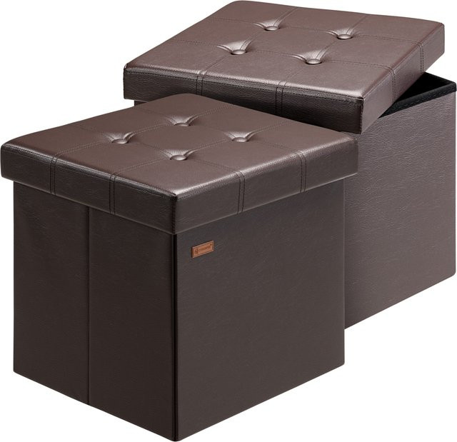 Casaria Sitzhocker 2er-Set aus Kunstleder in Braun, faltbar, B/T/H: 38 x 38 x 38 cm - Bild 1