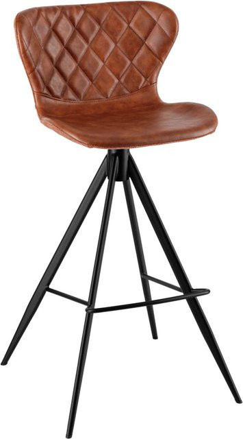 VEGA Barstuhl Kansas im 2er Set, Sitzfarbe Cognac Braun, Gestell Schwarz, B/T/H: 52,5 x 50 x 104 cm - Bild 1