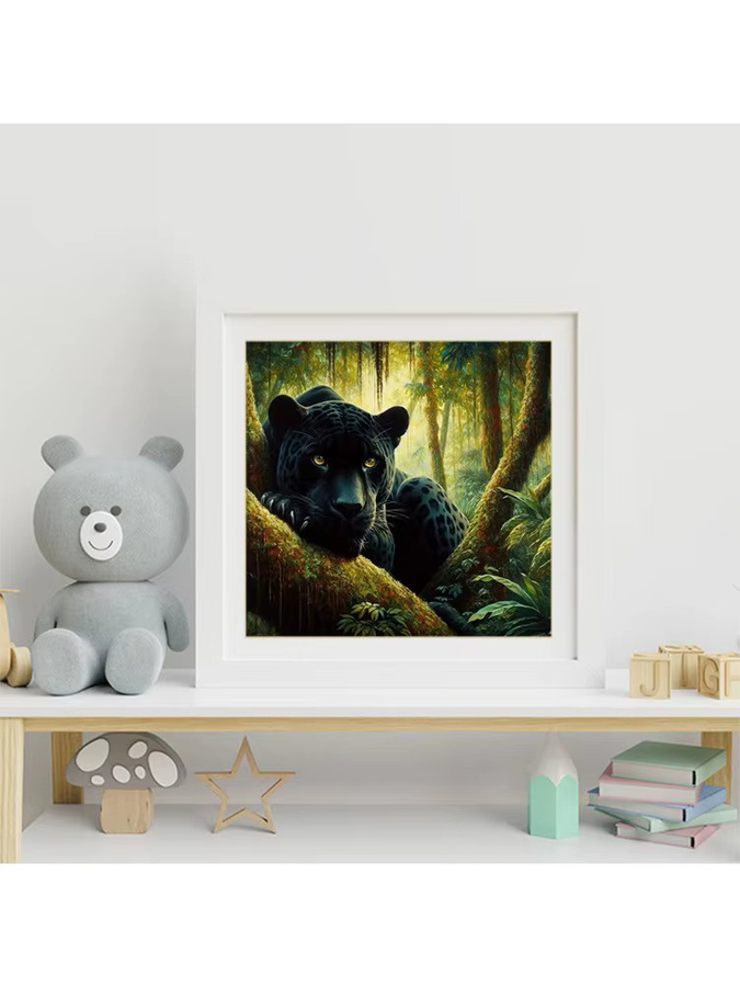 EverShine DIY Diamantgemälde Schwarzer Leopard Tiermuster für Erwachsene mit runden Steinen - Bild 3