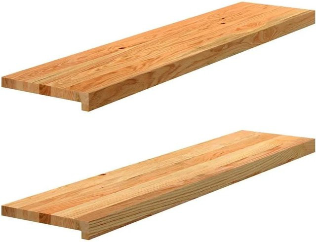 vidaXL Fensterbänke aus Massivholz Eiche, 2 Stück, Hellbraun, B: 110 cm, T: 25 cm, H: 2 cm - Bild 1