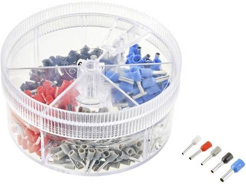 TRU COMPONENTS Aderendhülsen-Sortiment TC-11599328 teilisoliert in Weiß, Grau und Rot - Bild 1