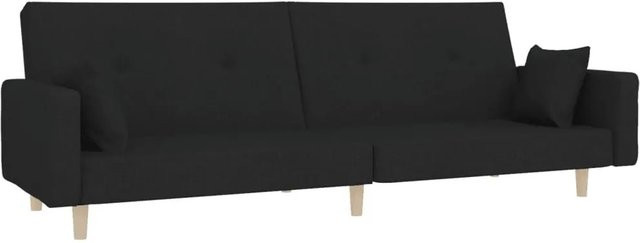 vidaXL Schlafsofa 2-Sitzer Click-Clack mit 2 Kissen, Schwarz, Stoff, B/T/H: 100 x 200 cm - Bild 1
